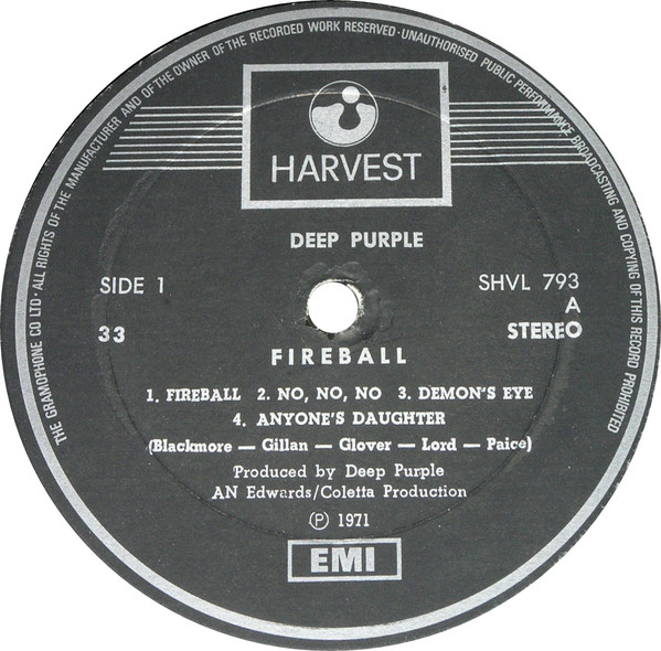 Номер песни а4. Deep Purple 1971. Deep Purple Fireball 1971. Дип перпл винил. Deep Purple – Fireball.
