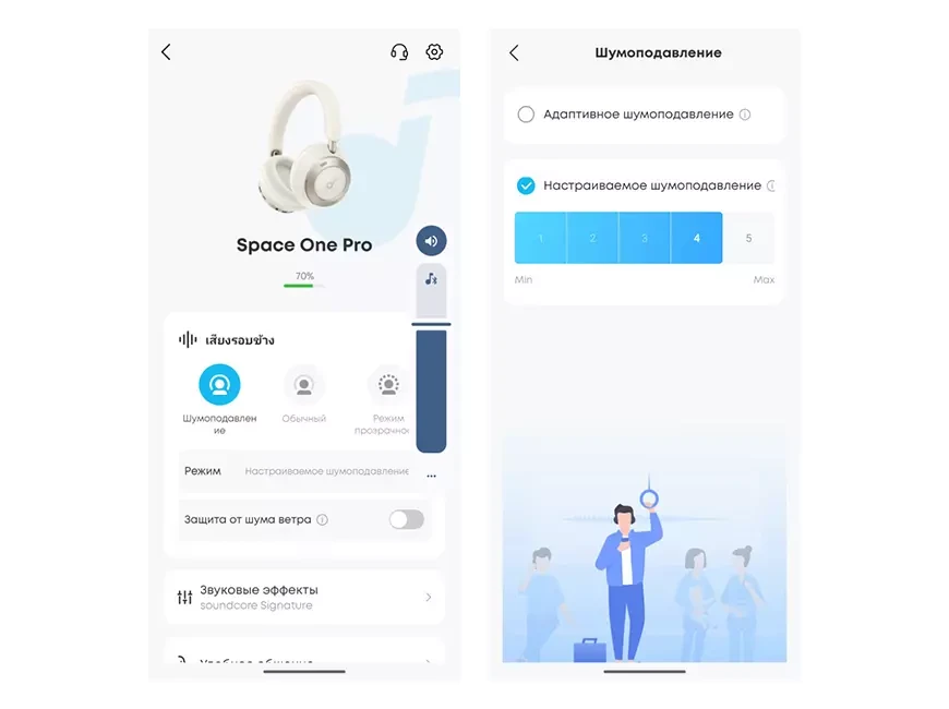 Стереофонические беспроводные наушники soundcore Space One Pro