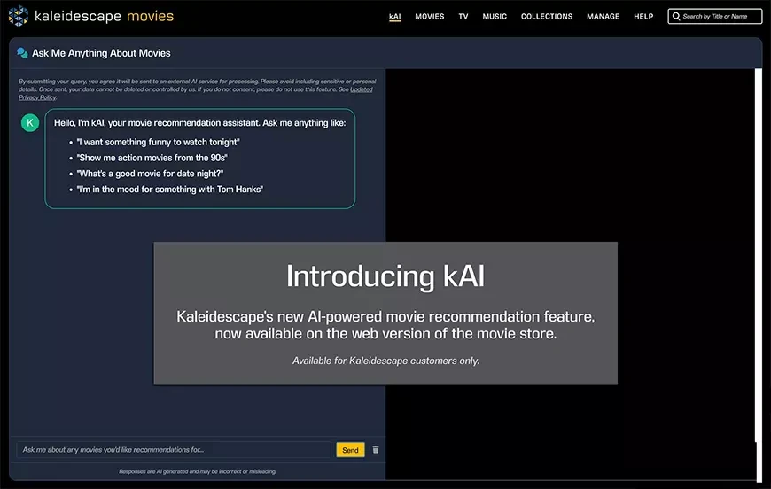 Kaleidescape kAI – более лёгкий поиск фильмов на базе искусственного интеллекта
