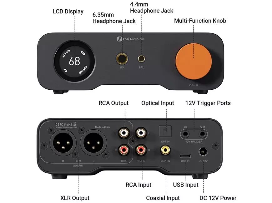 Настольный ЦАП с усилителем для наушников и предусилителем Fosi Audio ZH3