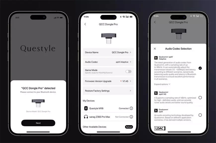 Questyle QCC Dongle Pro – портативный Bluetooth-передатчик с поддержкой aptX Lossless и LDAC