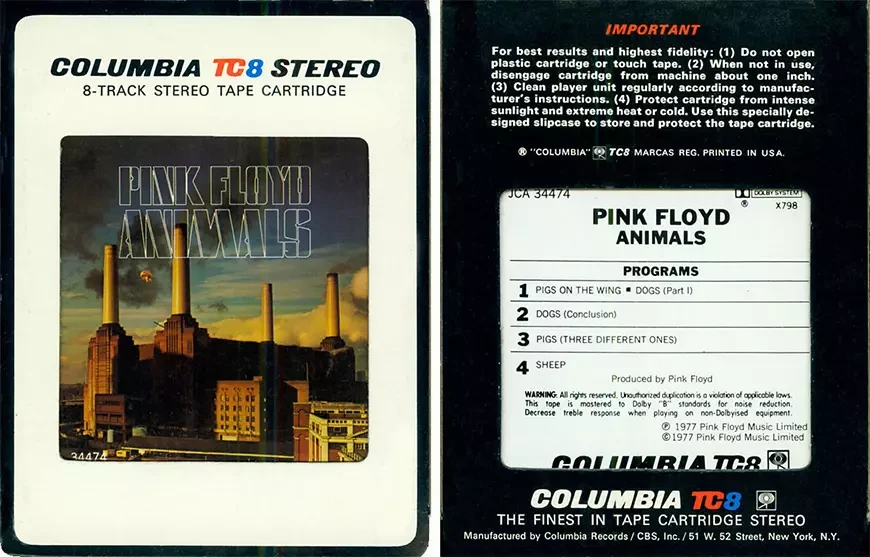 8-трековый картридж с альбомом Animals группы Pink Floyd