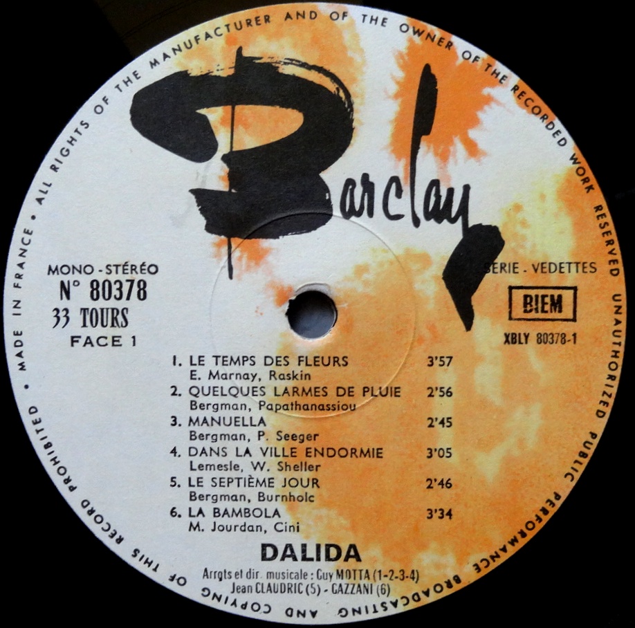 Винил Dalida – Le Temps Des Fleurs/ 1968/ France  HiFi.ru