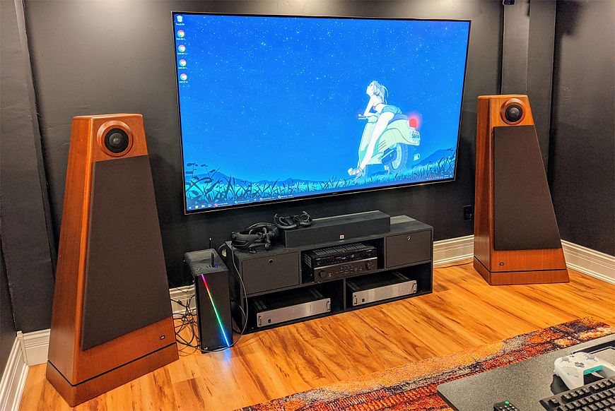 6. Установка АС по бокам шкафа со стеклянными дверцами или телевизора