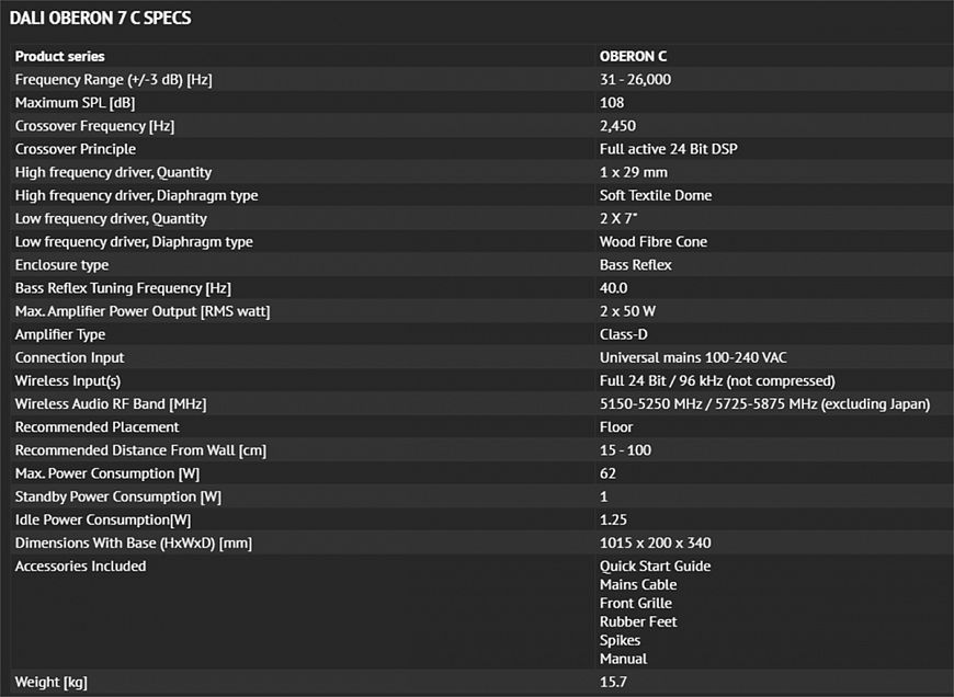 DALI Oberon 7 C — старшая беспроводная модель в серии активной акустики Oberon C